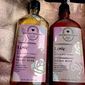 LOVE by Bath and Body works aromatherapy, Cocoa Rose scented set.
